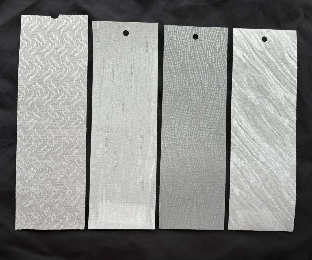Grey venetian blind slat samples